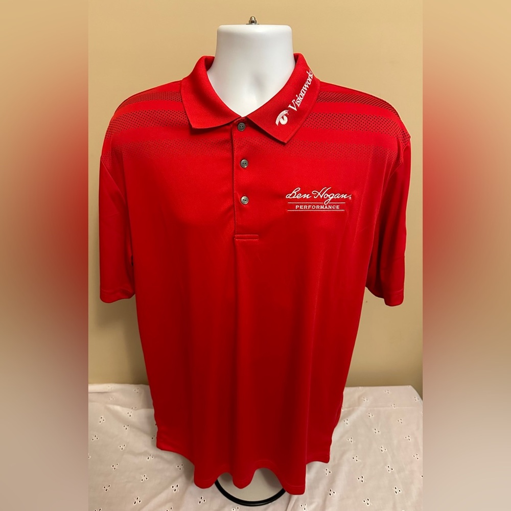 Very rare Ben Hogan Net Jets Tour Large polo red Visionworks embroidered logo